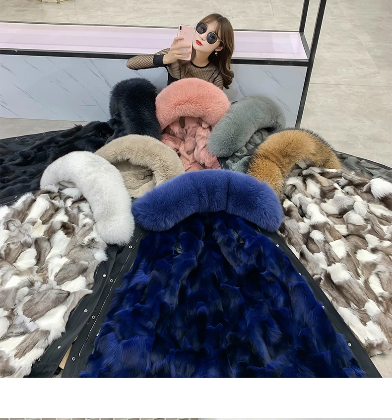 OFTBUY пальто с натуральным мехом, зимняя куртка, Женская парка с натуральным лисьим мехом, тонкая Длинная Верхняя одежда, Толстая теплая уличная одежда, роскошная Повседневная Новинка