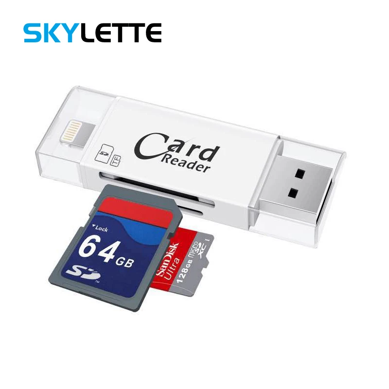 3 в 1 SD TF кардридер Lightning Micro USB 2 0 совместимый адаптер портативный для iPhone Samsung