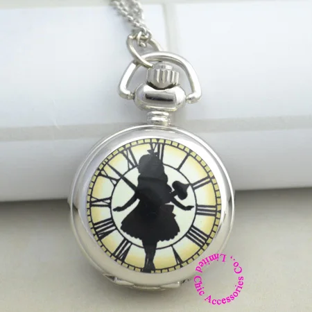 Модные Серебристые эмалевое зеркало черные часы в стране чудес римские для