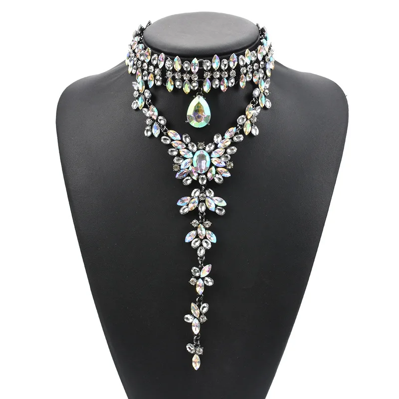Роскошное кристаллическое ожерелье Шарм Винтаж Воротник Коренастый колье