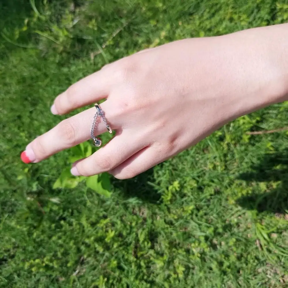 Регулируемые кольца для женщин серебряные с микро цирконом и кисточкой|Кольца| |