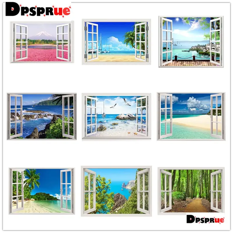 Полноразмерная/круглая Алмазная 5D картина Dpsprue сделай сам вышивка крестиком Окно
