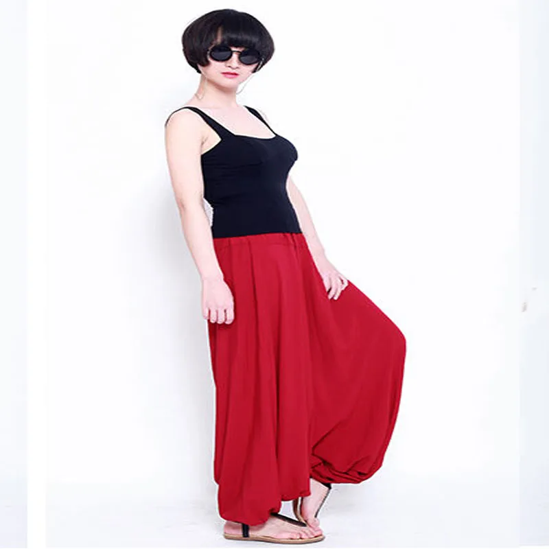 Женские шаровары большого размера в стиле хиппи бохо с низким шаговым швом