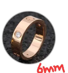 Rose gold Модное розовое золото нержавеющая сталь мужское кольцо с камнем Циркон 6 мм кольца для мужчин пара в свадьбу с крестом - Цвет основного камня: Rose gold