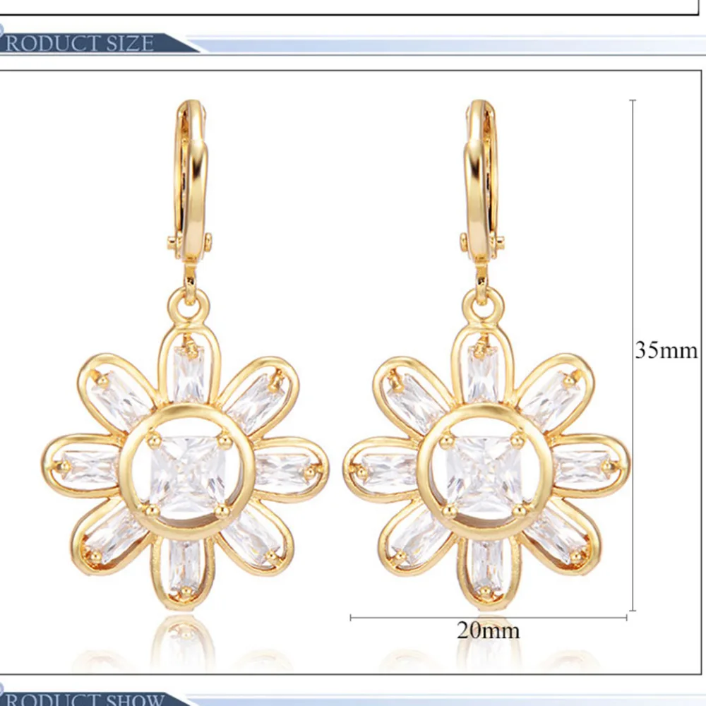 2018 модные серьги с солнечным цветком белые циркониевые изысканные пентаграмма