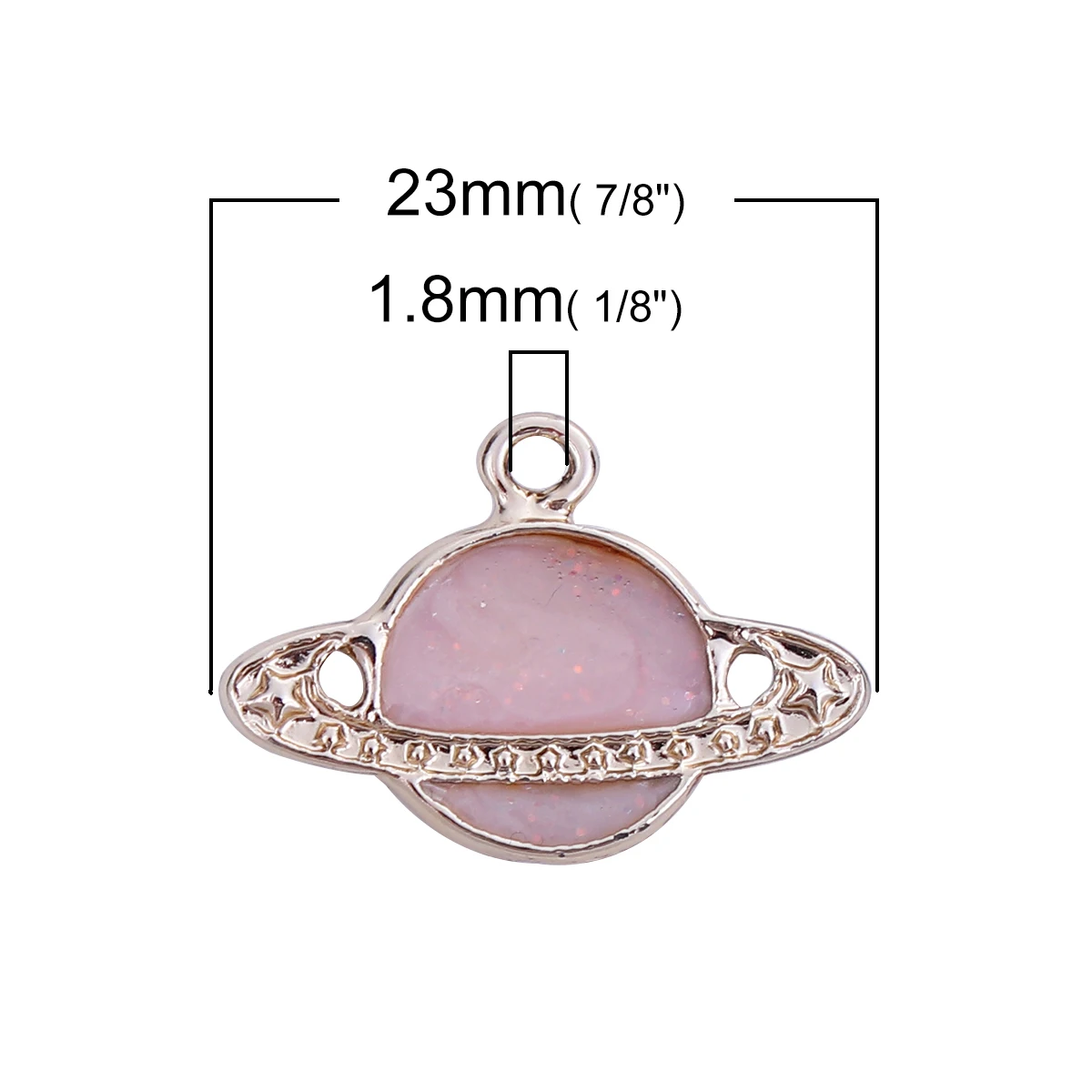 DoreenBeads цинковый сплав Galaxy Charms космический корабль золотой цвет розовый эмаль блеск 23 мм(7/") x 16 мм(5/8"), 10 шт