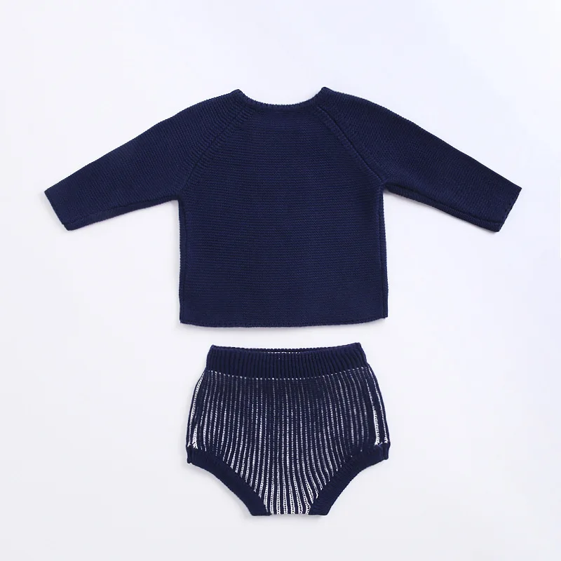 Новинка 2019 одежда для маленьких девочек Хлопковый вязаный комплект Детское