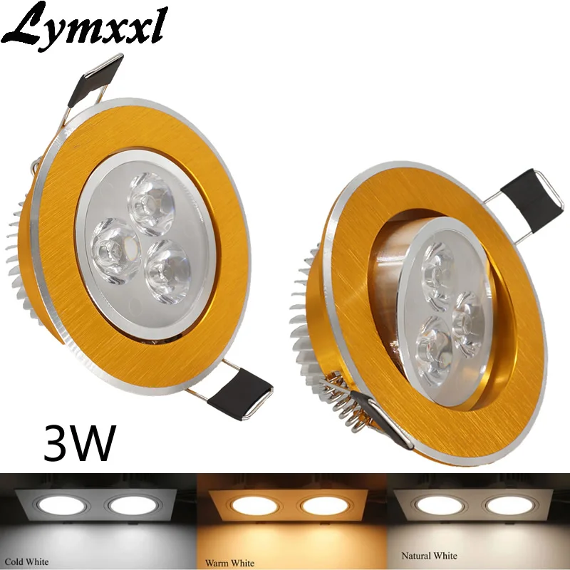 Dimmable 3 Вт круглый высокомощный светодиодный встраиваемый потолочный светильник