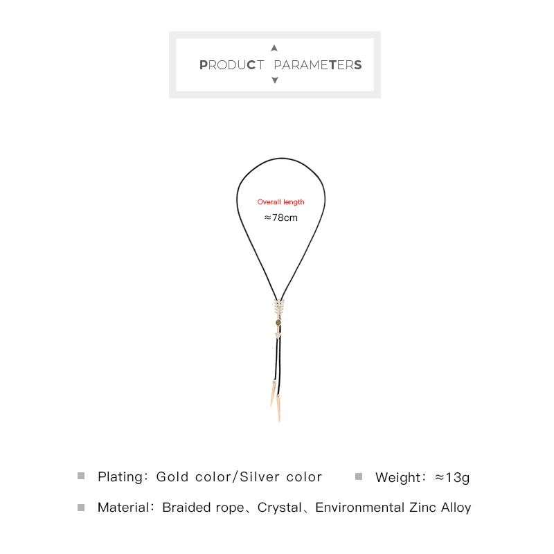 New Punk Dress Clothing Accessories Jewelry Fashion For Women Black Rope Long Necklace Arrow Pendant Wholesale | Украшения и