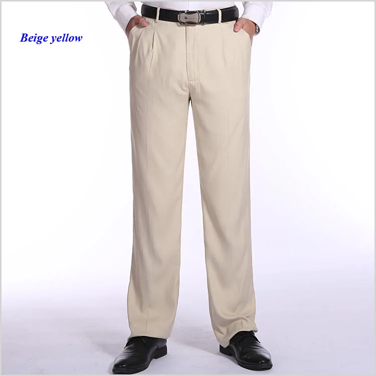 New arrival men pure heavy silk zipper casual pants,100% spun silk western style pockets loose trousers male