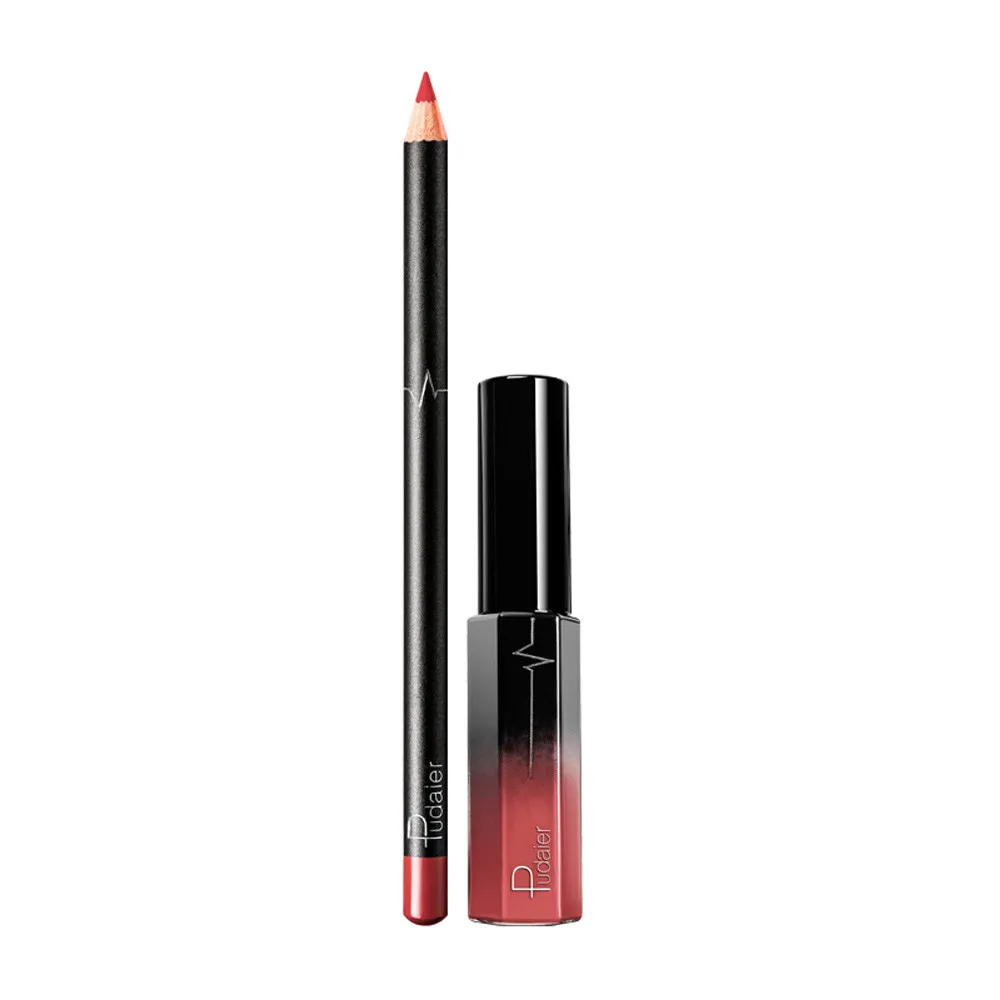 Pudaier Cosmetics 2 шт. бархатная матовая долговечная жидкость губная помада Водонепроницаемая подводка набор увлажняющий крем для красоты пигментированные помады