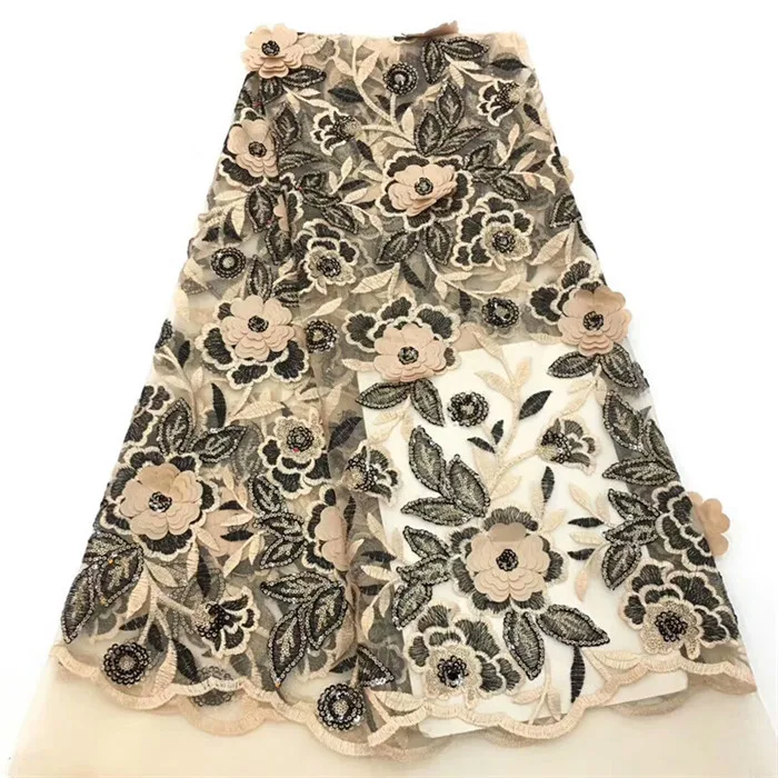 Latest African Lace Fabric 2019 Hot Sales red 3d Sequins With Cord Pink Gray Nigerian Fabricsffc1117 | Дом и сад