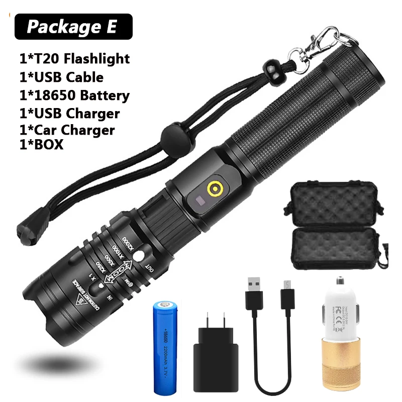 E 7600 lumens led flashlight the most powerful flashlight 18650 usb flashlight xhp50 lantern 18650 led flashlight hunting lights - Испускаемый цвет: E