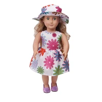 doll clothes printed white dress hat toy accessories 18 inch girl doll and 43 cm baby doll c660