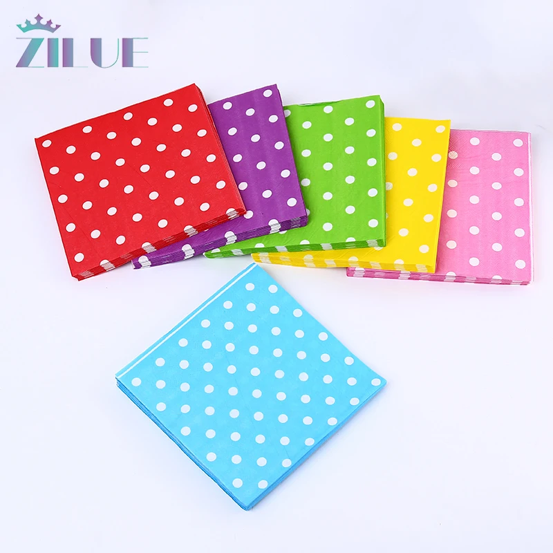 Бумажные салфетки Zilue в горошек 20 цветов|ornament supplies|dinner napkinsnapkins dot |