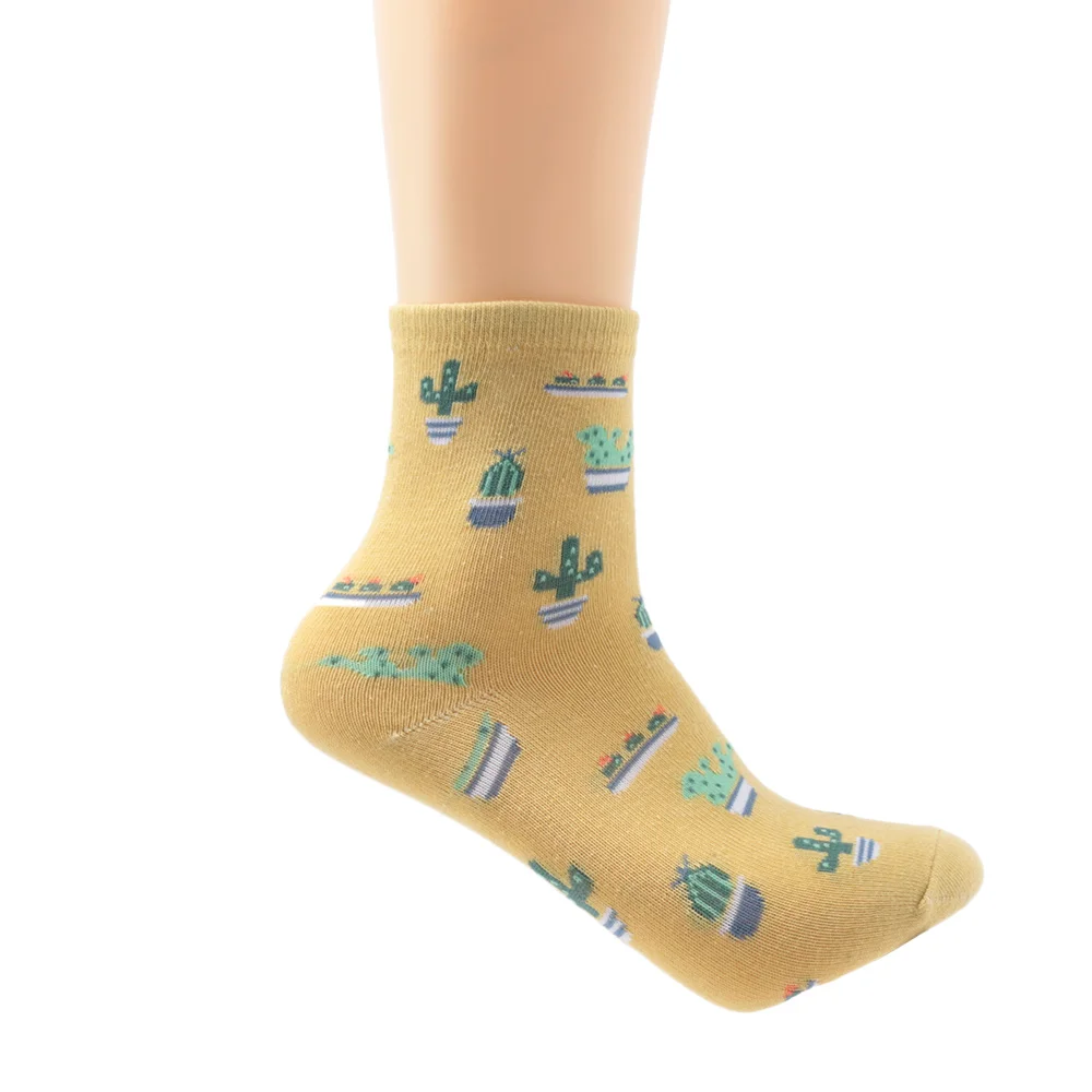 1 пара модные женские носки с кактусами хлопковые для девочек в стиле