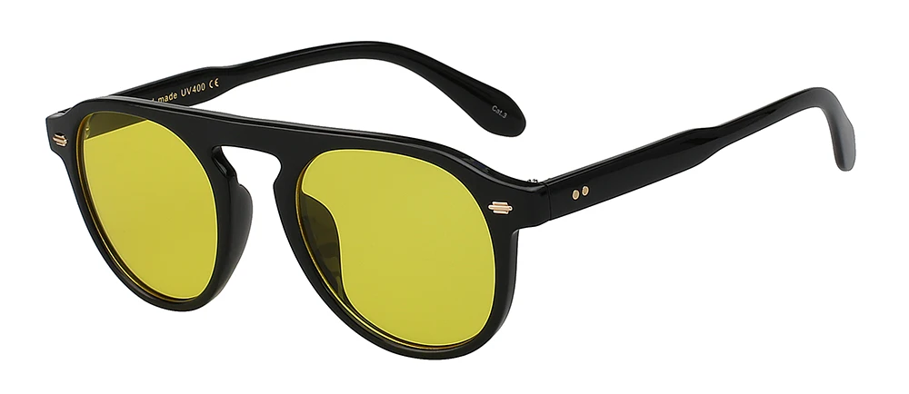 Black w sea yellow XIU Замочная скважина Ретро Винтажные Солнцезащитные очки мужские и женские брендовые дизайнерские элегантные солнцезащитные очки модные заклепки Eeywear Высокое качество UV400 - Цвет линз: Black w sea yellow