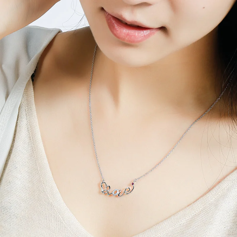 Sterling Silver Jewelry 925 Necklaces For Women Letter LOVE Romantic Holiday Gift Girl Friend | Украшения и аксессуары