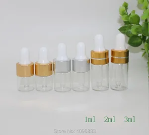 1 мл 2 мл 3 мл прозрачная стеклянная бутылка с пипеткой, маленькая бутылка для эфирного масла, пустая стеклянная бутылка-капельница, 100 шт.лот