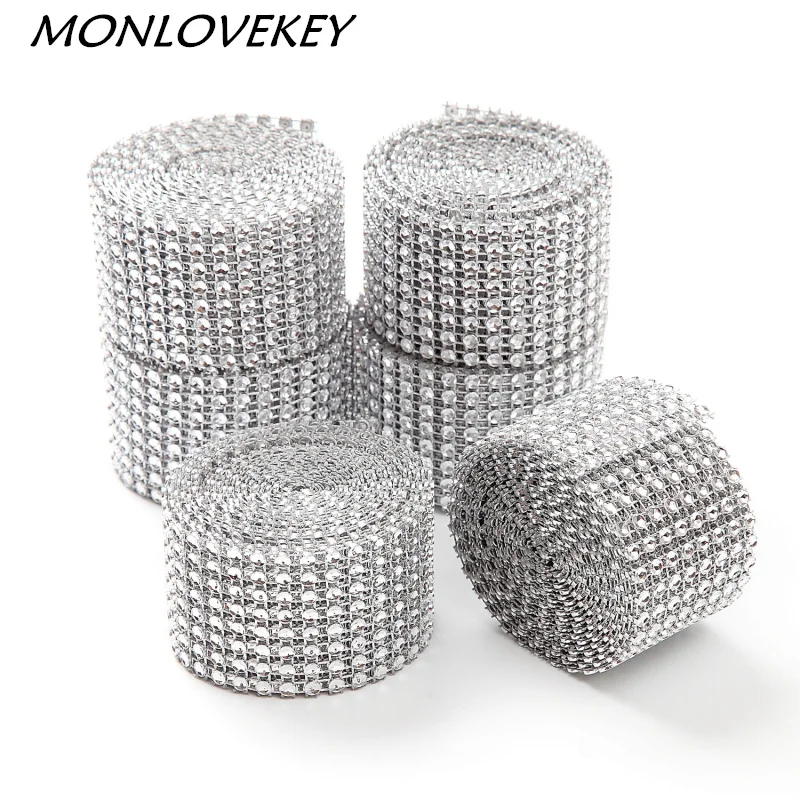 1 шт. 4 см * 2 метра блестящая Алмазная сетка оберточная лента Серебряная сетчатая