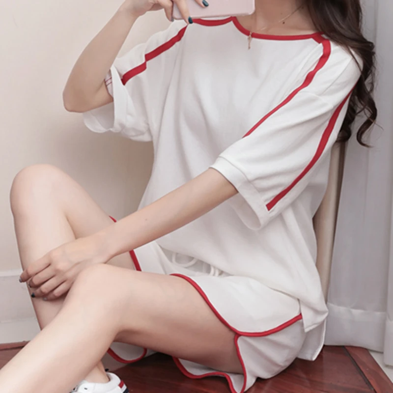 5XL 2018 новые летние Повседневное спортивные костюм Для женщин Свободные 1/2 рукав