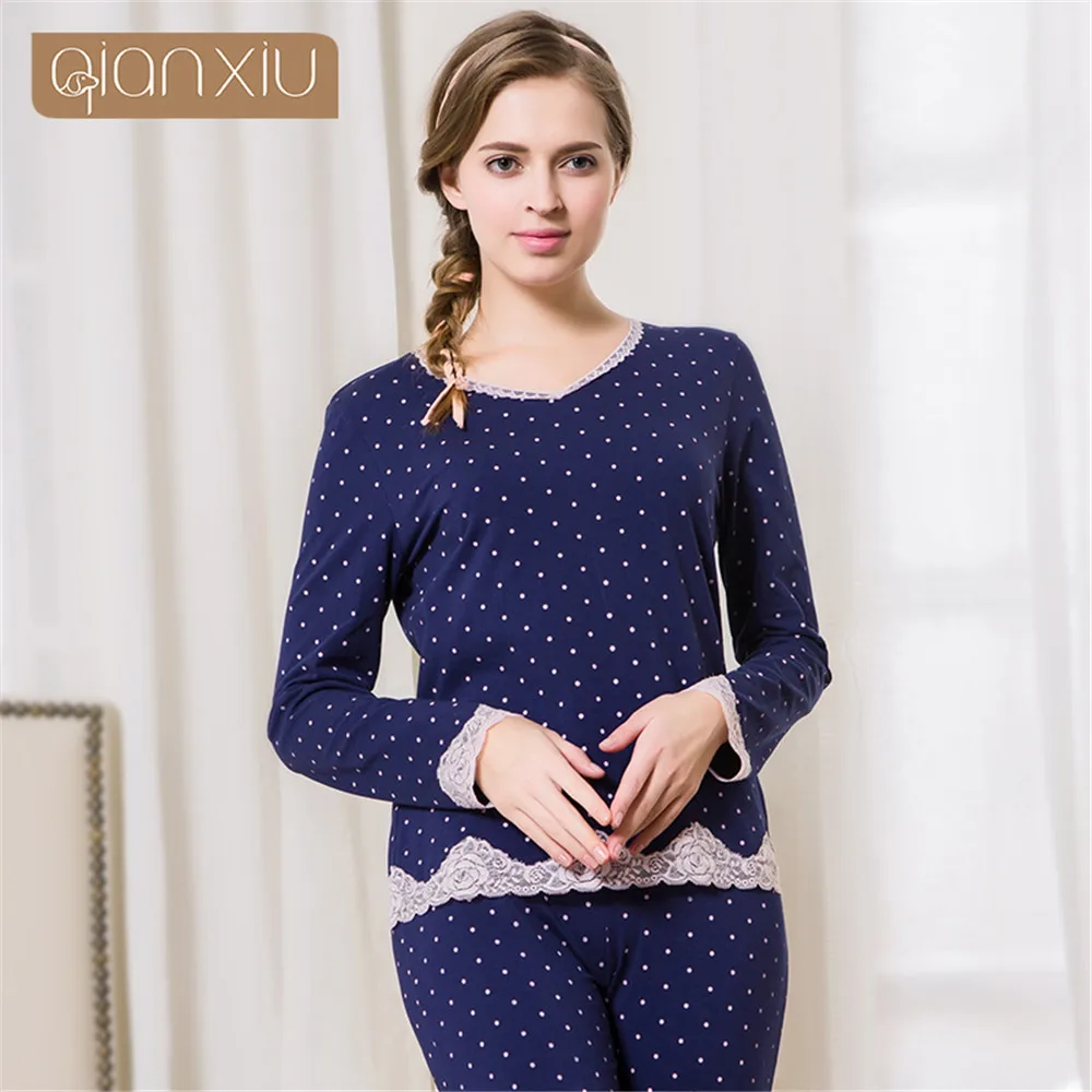 Модные Повседневные пижамные комплекты пижамы осенние в горошек костюмы для