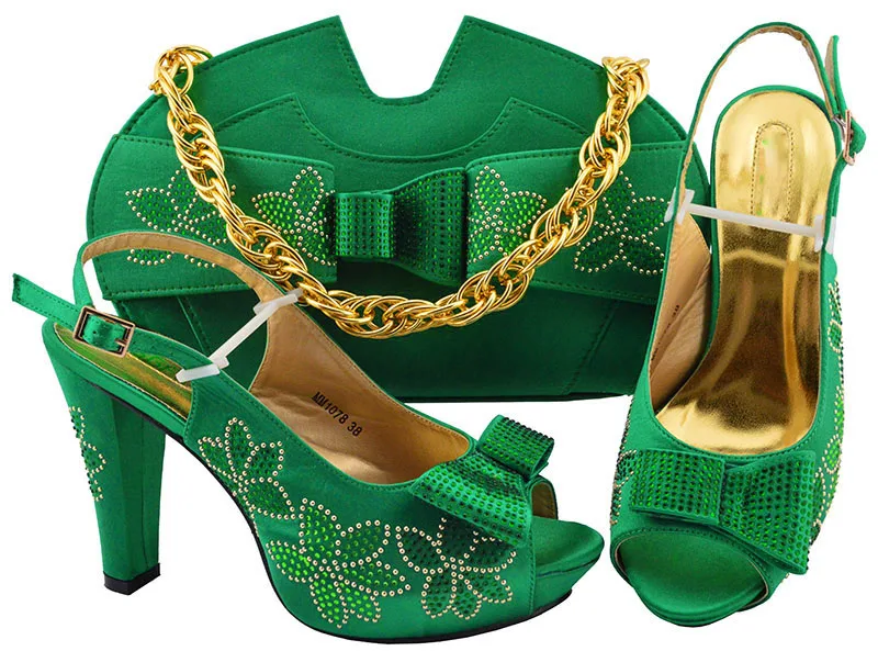 Золотистые красивые туфли и сумочка свадебные женские для вечеринки комплект из