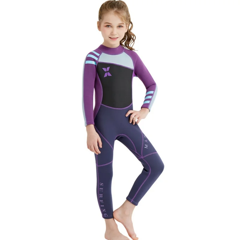2.5MM Neoprene Kids Diving Suit Long Sleeve Wetsuit girls UV protection One-piece Sleeves Keep Warm Swimwear | Спорт и развлечения