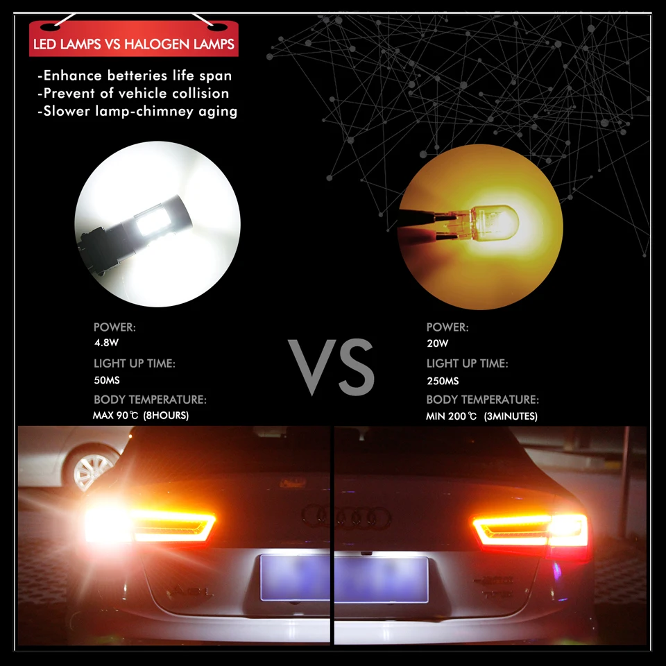 2шт 12В 27SMD светодиодный чип T25 P27W светильник P27/7W DRL указатель поворота 3156 3157 фонарь
