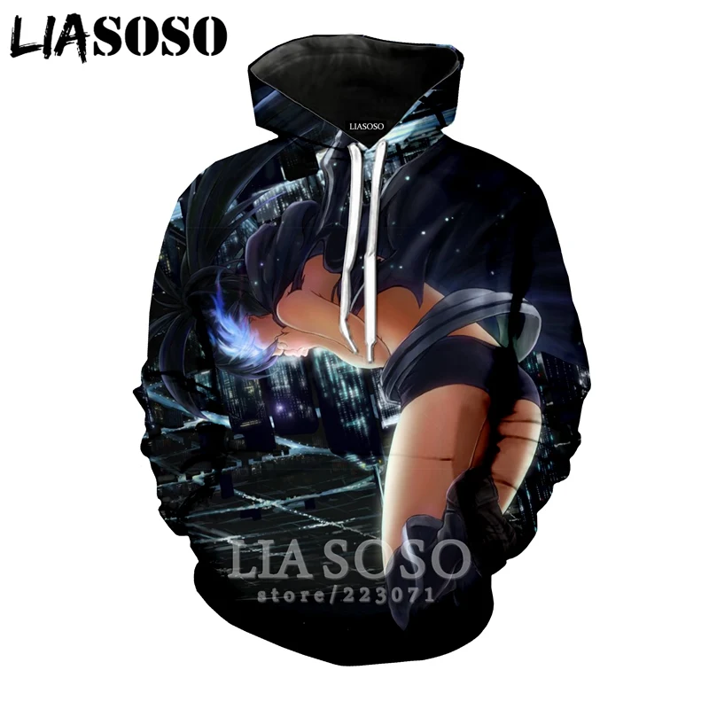 LIASOSO новинка зимы 2019 Мужская и Женская толстовка с 3D принтом аниме Черный Рок