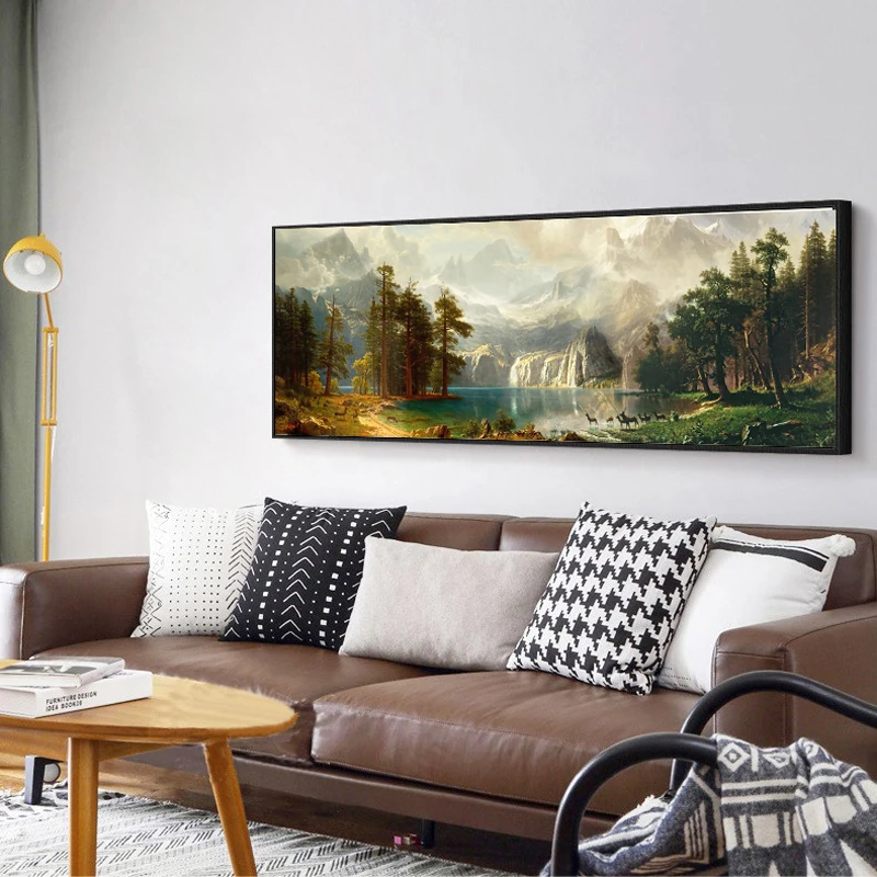 Новый китайский стиль горы и реки пейзаж Облако море холст живопись плакаты