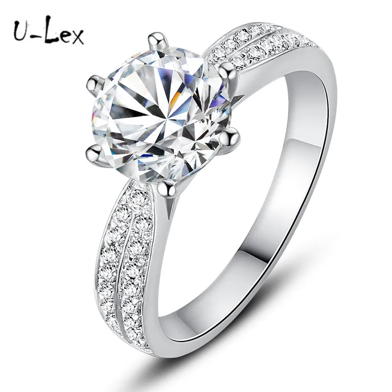 ULEX серебряное кольцо 1-4ct геометрическое 925 пробы Серебряное блестящее