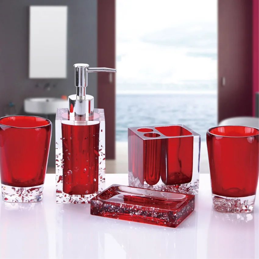 Акриловые аксессуары для ванной комнаты с ледяным цветком 5 шт. в наборе