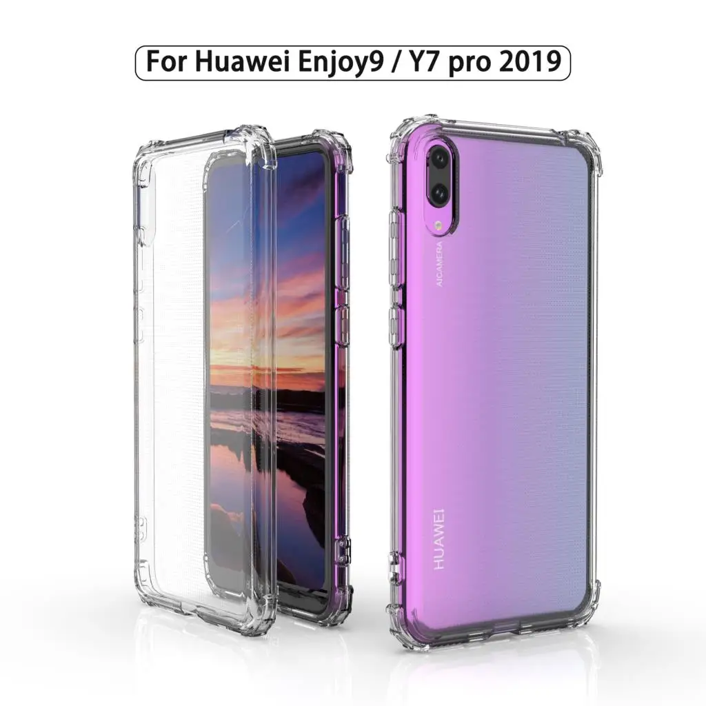 Чехол для Huawei Y7 Pro 2019 TPU прозрачный мягкий Honor 7C 7A Y6 Prime Y5 2018 Покрытие 360 Airbag Armor Anti-Shock Phone Cases on.
