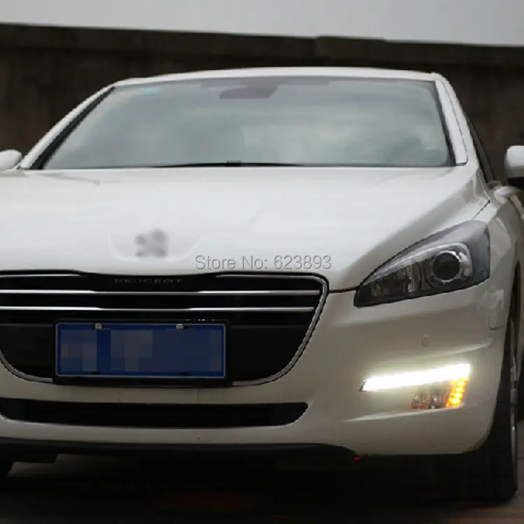 Подходит для Peugeot 508 2011 2013 светодиодные дневные ходовые огни DRL с черной