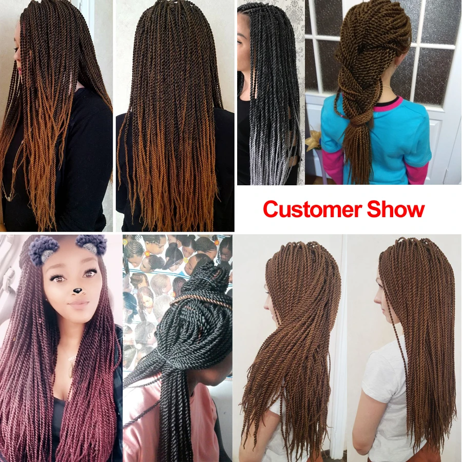 

TOMO Hair 30Roots 14" 16" 18" 20" 22" Small Senegalese Twist Hair Crochet Braids Ombre Synthetic Braiding Hair Extensions