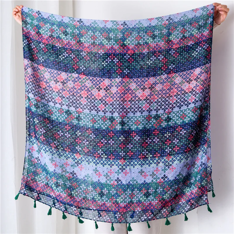 2019 Роскошная Брендовая женская цветочная вискозная шаль для женщин шали и