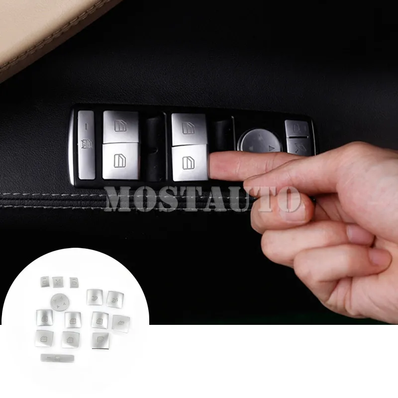 

14 шт., накладки на внутренние двери и окна для Benz E Class W212, 2010-2015