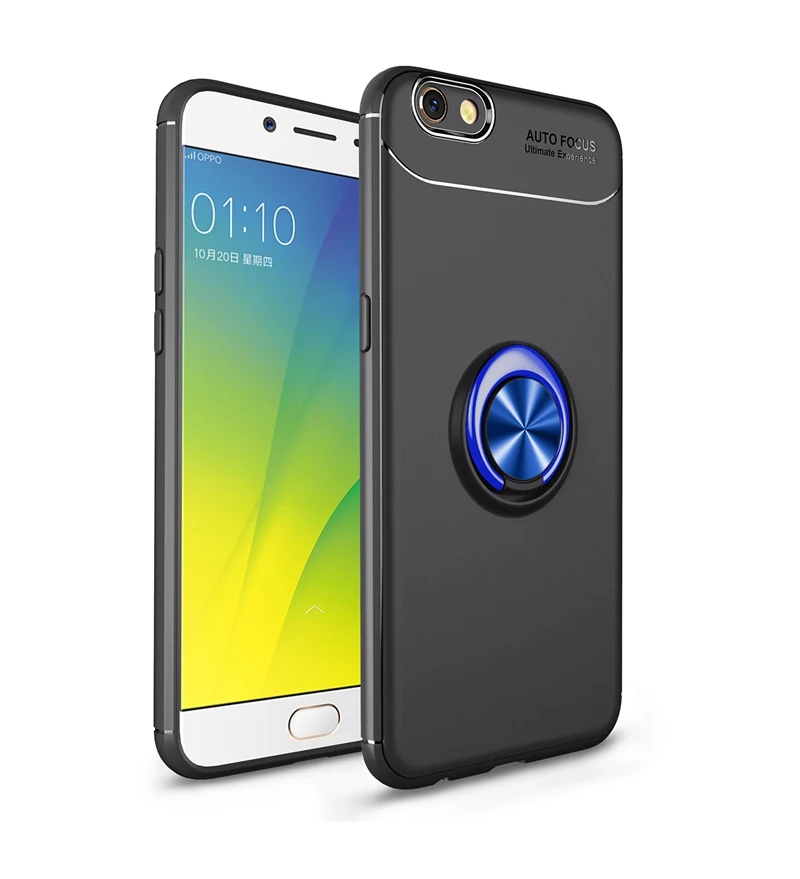 Black and Blue Чехол для телефона для OPPO F5 F7 F9 Pro Чехол Мягкий силиконовый чехол с кольцом чехол для OPPO R9 R9S R11 плюс R17 Pro найти X Realme U1 A3S A5 A7 A7X - Цвет: Black and Blue