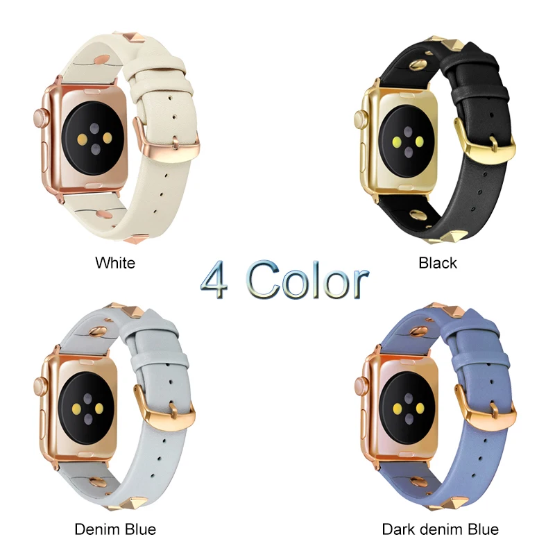 Rivet Style Leather Strap For Apple Watch 7 6 5 4 3 2 Bracelet Band For iwatch 41mm 45mm 44mm 40mm 38/42mm Watchband Accessories