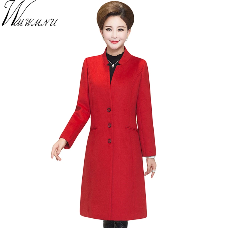 2018 Autumn winter Women's Wool Coat New Fashion Long Woolen Single Breasted Slim Type Female plus size 6XL | Женская одежда