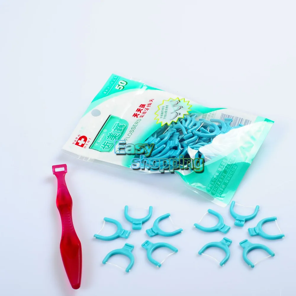 Держатель для зубной нити + 60 одноразовых насадок чистки полости рта 1 шт.|cleaner