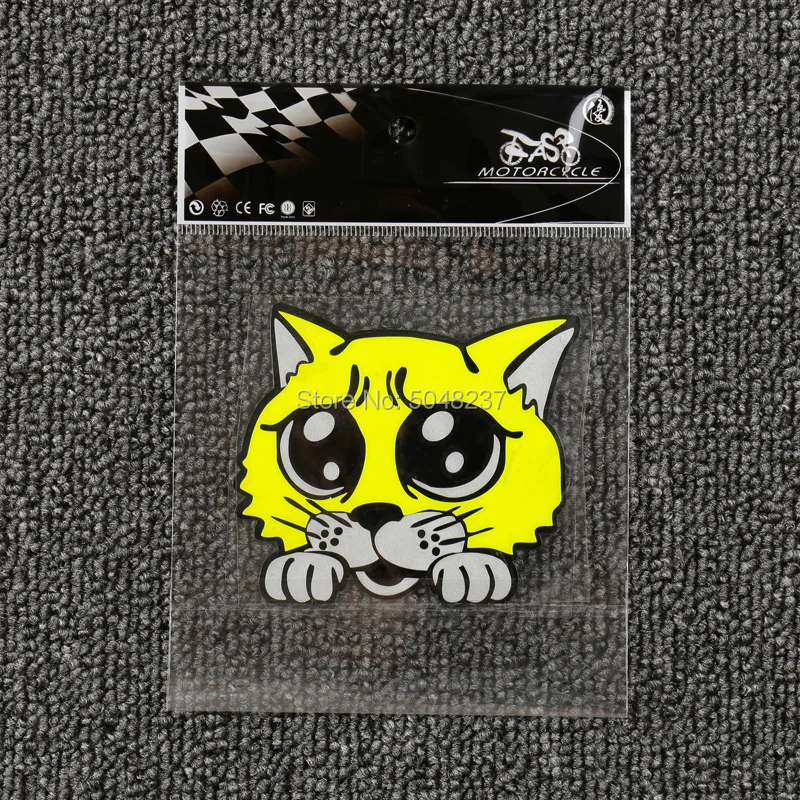 FASP ПВХ флуоресцентный стикер серебристо-желтый кот наклейка для мотоцикла