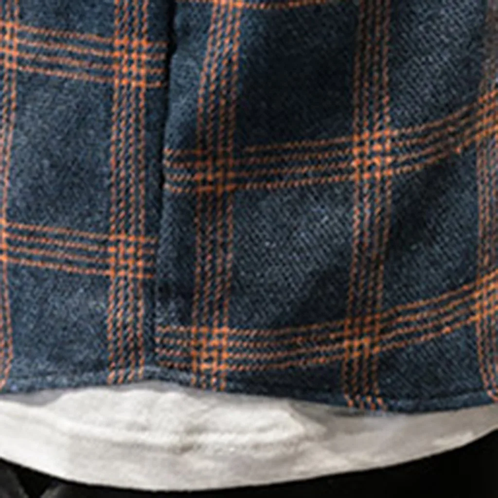 Camisa рубашка осенне-зимний синий плед Клетчатый рубашка мужские рубашки с длинными рукавами Chemise Homme хлопковые мужские рубашки в клетку
