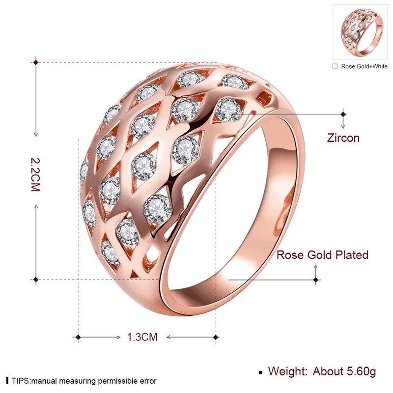 Модные вечерние кольцо KJ ZCR150 B с Топ AAA циркон 18 К Роза цвет золотистый fine jewelry для
