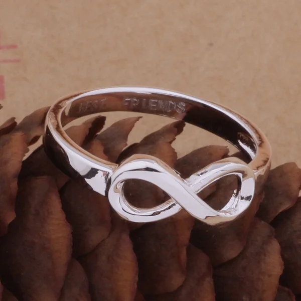 Простой геометрический дизайн серебряного цвета палец кольцо размер 7 #8 # мода