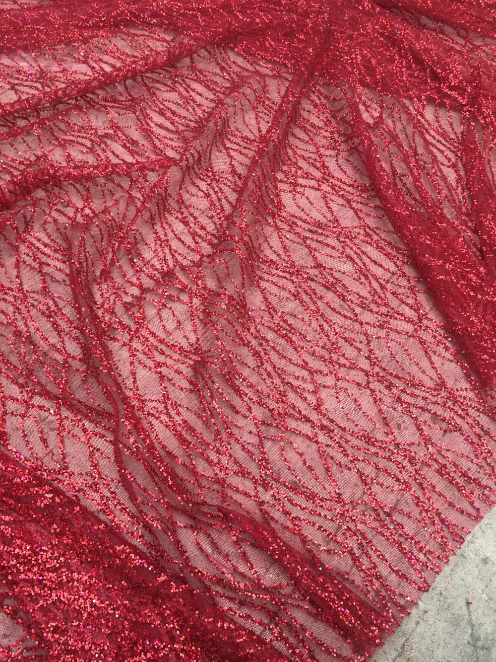 

fashion glitter sequins net fabric african shining wedding dress mesh lace fabric L-51 with glitter