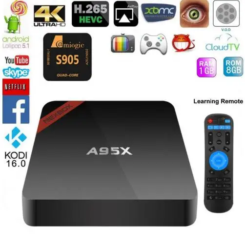1 Г/8 Г A95X S905X NEXBOX Smart TV Box Android 6.0 Amlogic Quad Core 64 бит XBMC 4 К Mini PC WiFi LAN DLNA Miracast HD Media Player|media