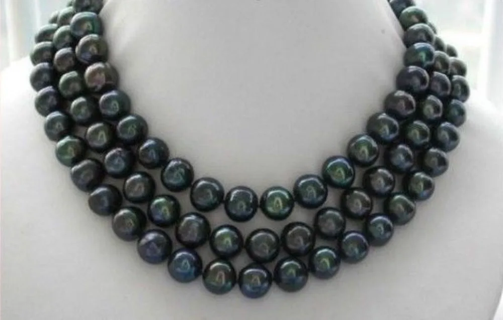 

Fashion free shipping natural 8-9mm black freshwater cultured round pearl beads necklace for women long chain jewelry 48"BV329