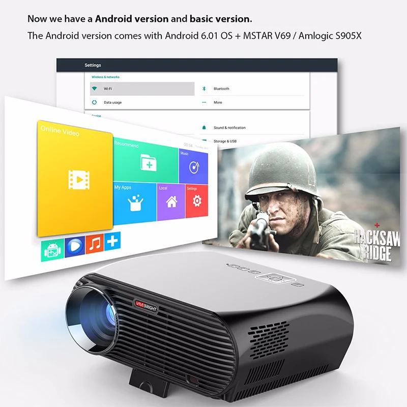 Оригинальный проектор VIVIBRIGHT GP100 3200 люмен 1 Гб + 8 Amlogic S905X MSTAR V69 Android 6 0 1080P HD с ЖК
